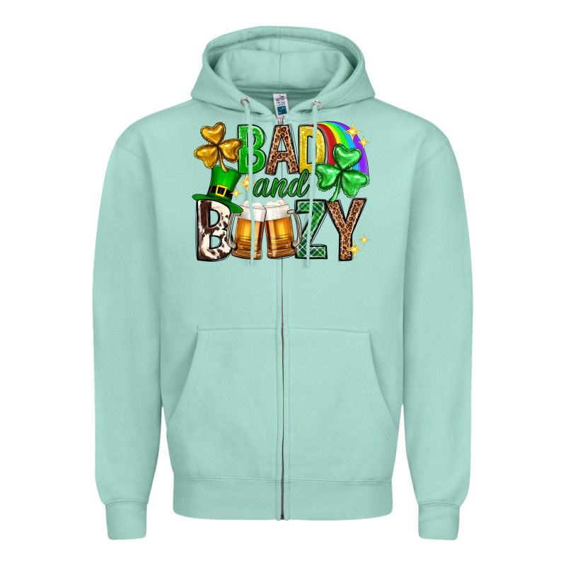 Bad And Boozy St. Patricks Day Zipper Hoodie by Neo Western | Teevron