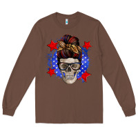 Chestnut American mom skull Long Sleeve Tee - Zillion Design Studio