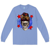 Colony Blue American mom skull Long Sleeve Tee - Zillion Design Studio