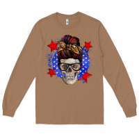 Toasted Coconut American mom skull Long Sleeve Tee - Zillion Design Studio