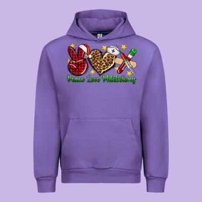 Peace Love Phlebotomy Christmas Urban Hoodie Designed By Nancycooperartshop