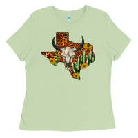 Matcha bull skull texas map western Ladies Tee - BarkalooDesign