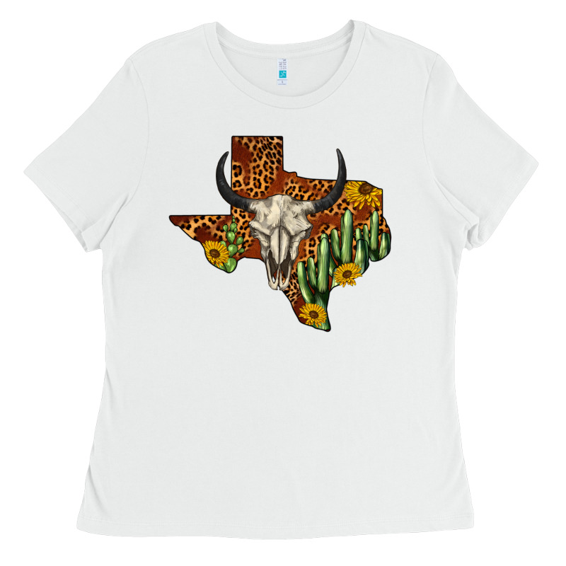 Bull Skull Texas Map Western Ladies Tee by BarkalooDesign | Teevron