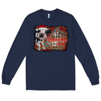 Navy all i want for christmas is a cow aztec Long Sleeve Tee - RanaPortraitStore