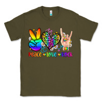 Army Green peace love rock Classic Tee - Zillion Design Studio