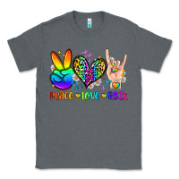Charcoal Heather peace love rock Classic Tee - Zillion Design Studio