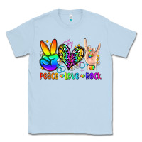 Dusty Blue peace love rock Classic Tee - Zillion Design Studio