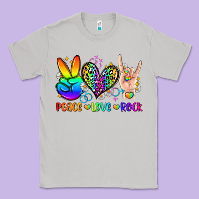 Peace Love Rock Classic Tee Designed By Zillion Design Studio