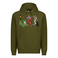 Army Green mardi gras alligator crawfish pelican Premium Hoodie - MaliasSmallBusiness
