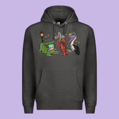 Mardi Gras Alligator Crawfish Pelican Premium Hoodie Designed By Maliassmallbusiness