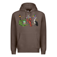 Coffee mardi gras alligator crawfish pelican Premium Hoodie - MaliasSmallBusiness