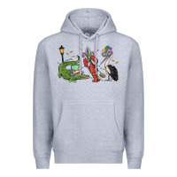 Heather Grey mardi gras alligator crawfish pelican Premium Hoodie - MaliasSmallBusiness