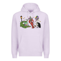 Lilac mardi gras alligator crawfish pelican Premium Hoodie - MaliasSmallBusiness