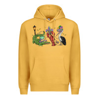 Mustard mardi gras alligator crawfish pelican Premium Hoodie - MaliasSmallBusiness