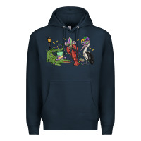 Navy mardi gras alligator crawfish pelican Premium Hoodie - MaliasSmallBusiness