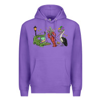 Purple mardi gras alligator crawfish pelican Premium Hoodie - MaliasSmallBusiness