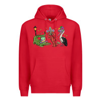 Red mardi gras alligator crawfish pelican Premium Hoodie - MaliasSmallBusiness