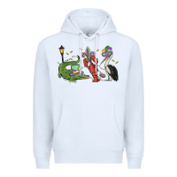 White mardi gras alligator crawfish pelican Premium Hoodie - MaliasSmallBusiness