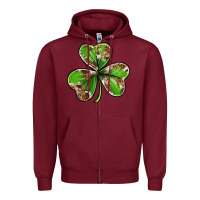 Burgundy Cowhide leopard shamrock 4th of july Zipper Hoodie - Neo Western