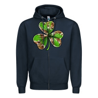 Navy Cowhide leopard shamrock 4th of july Zipper Hoodie - Neo Western