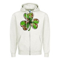 Oatmeal Heather Cowhide leopard shamrock 4th of july Zipper Hoodie - Neo Western