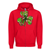 Red Cowhide leopard shamrock 4th of july Zipper Hoodie - Neo Western