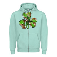 Seafoam Cowhide leopard shamrock 4th of july Zipper Hoodie - Neo Western