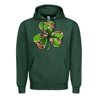 Sports Green Cowhide leopard shamrock 4th of july Zipper Hoodie - Neo Western