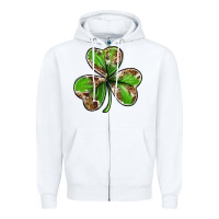White Cowhide leopard shamrock 4th of july Zipper Hoodie - Neo Western
