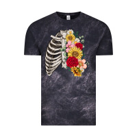 Cloud Black floral ribcage Vintage Tee - MaliasSmallBusiness