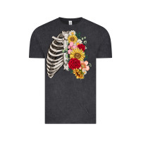 Vintage Black floral ribcage Vintage Tee - MaliasSmallBusiness