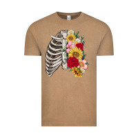 Vintage Coffee floral ribcage Vintage Tee - MaliasSmallBusiness