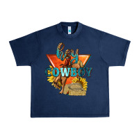 Navy hey cowboy with sunflowers Urban Heavy Tee - texasbilliewilder