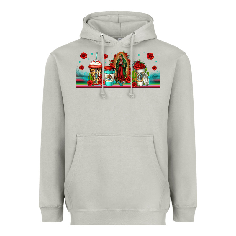 Lady Of Guadalupe Coffee Cups Libbey Glass Heavyweight Hoodie by Jasminsmagicworld | Teevron