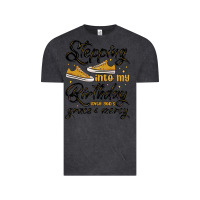 Vintage Black stepping into my birthday with god s grace and mer Vintage Tee - MaliasSmallBusiness