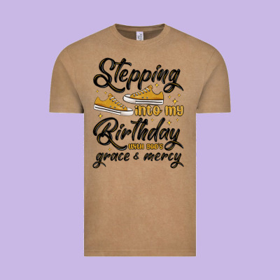 Vintage Tee stepping into my birthday with god s grace and mer