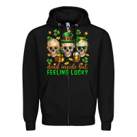 Black Dead inside but feeling lucky st. patricks day Zipper Hoodie - Neo Western