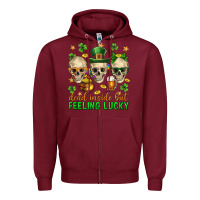 Burgundy Dead inside but feeling lucky st. patricks day Zipper Hoodie - Neo Western