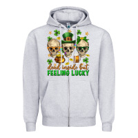 Heather Grey Dead inside but feeling lucky st. patricks day Zipper Hoodie - Neo Western