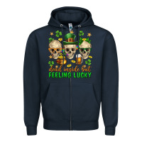 Navy Dead inside but feeling lucky st. patricks day Zipper Hoodie - Neo Western