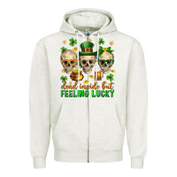 Dead Inside But Feeling Lucky St. Patricks Day Zipper Hoodie | Teevron