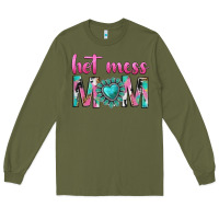 Army Green hot mess mom Long Sleeve Tee - texasbilliewilder