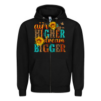 Black aim higher dream bigger Zipper Hoodie - HRA Design Shop