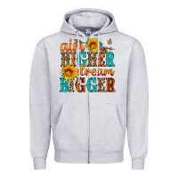 Heather Grey aim higher dream bigger Zipper Hoodie - HRA Design Shop