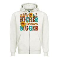 Oatmeal Heather aim higher dream bigger Zipper Hoodie - HRA Design Shop