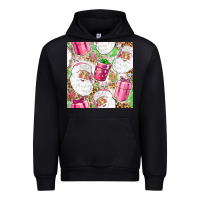Black Pink Christmas Santa Claus and gift box Urban Hoodie - NancyCooperArtShop