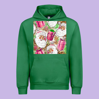 Pink Christmas Santa Claus And Gift Box Urban Hoodie Designed By Nancycooperartshop