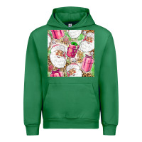 Emerald Pink Christmas Santa Claus and gift box Urban Hoodie - NancyCooperArtShop