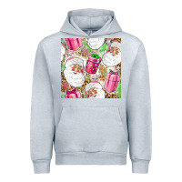 Heather Grey Pink Christmas Santa Claus and gift box Urban Hoodie - NancyCooperArtShop