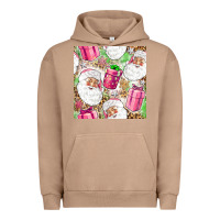 Pigment Burro Pink Christmas Santa Claus and gift box Urban Hoodie - NancyCooperArtShop
